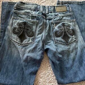Affliction Men's Blue Jeans Sz 30x32 Black Fleur Pocket